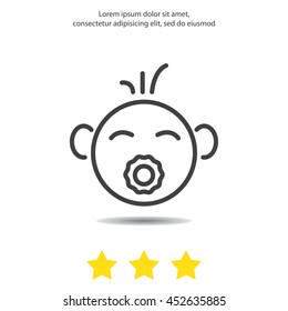 Web line icon. Baby with pacifier