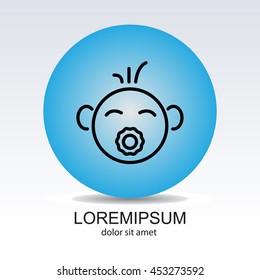 Web line icon. Baby with pacifier