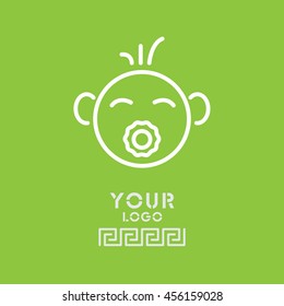 Web line icon. Baby with pacifier