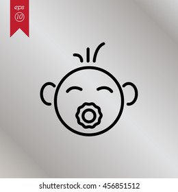 Web line icon. Baby with pacifier