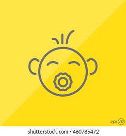 Web line icon. Baby with pacifier