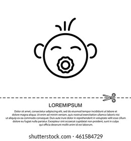 Web line icon. Baby with pacifier