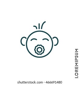 Web line icon. Baby with pacifier