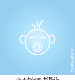 Web line icon. Baby with pacifier