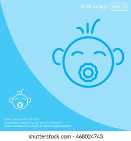 Web line icon. Baby with pacifier