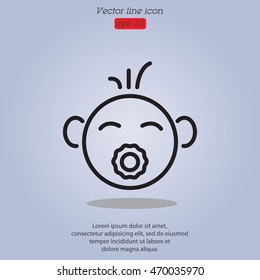 Web line icon. Baby with pacifier