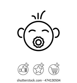 Web line icon. Baby with pacifier