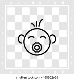 Web line icon. Baby with pacifier