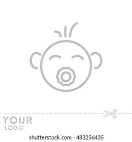 Web line icon. Baby with pacifier