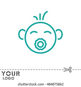 Web line icon. Baby with pacifier