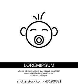 Web line icon. Baby with pacifier