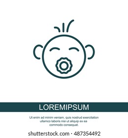 Web line icon. Baby with pacifier