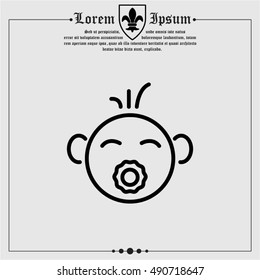 Web line icon. Baby with pacifier