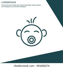 Web line icon. Baby with pacifier