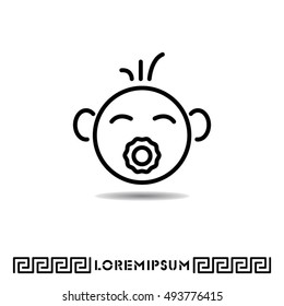 Web line icon. Baby with pacifier