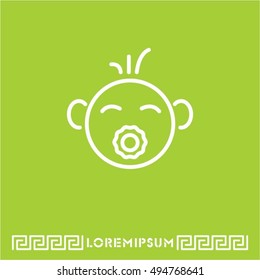 Web line icon. Baby with pacifier