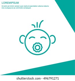 Web line icon. Baby with pacifier
