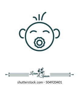 Web line icon. Baby with pacifier