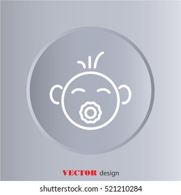 Web line icon. Baby with pacifier