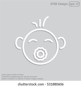 Web line icon. Baby with pacifier