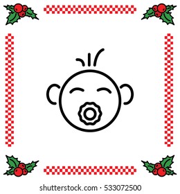 Web line icon. Baby with pacifier