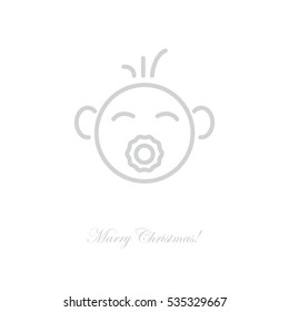 Web line icon. Baby with pacifier