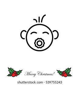Web line icon. Baby with pacifier