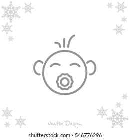Web line icon. Baby with pacifier