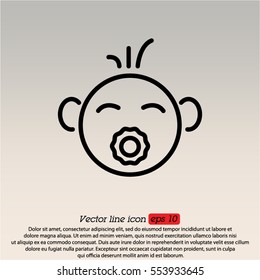 Web line icon. Baby with pacifier