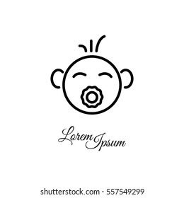 Web line icon. Baby with pacifier