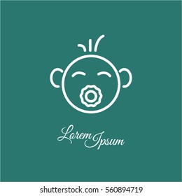 Web line icon. Baby with pacifier