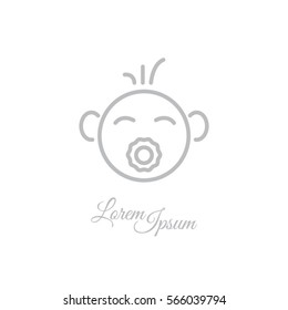 Web line icon. Baby with pacifier