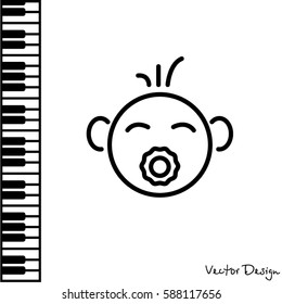 Web line icon. Baby with pacifier