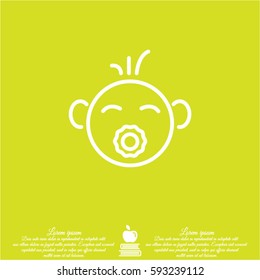 Web line icon. Baby with pacifier