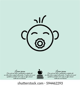 Web line icon. Baby with pacifier