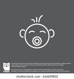 Web line icon. Baby with pacifier