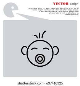 Web line icon. Baby with pacifier