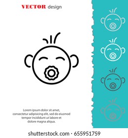 Web line icon. Baby with pacifier