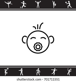 Web line icon. Baby with pacifier