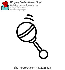 Web line icon. Baby rattle toy