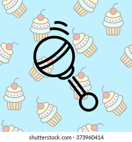 Web line icon. Baby rattle toy
