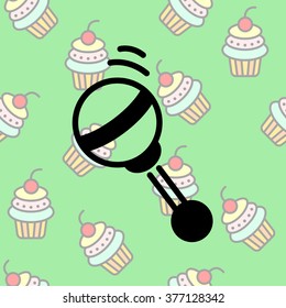 Web line icon. Baby rattle toy