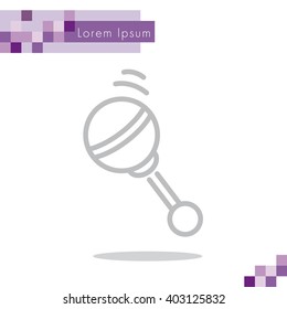 Web line icon. Baby rattle toy