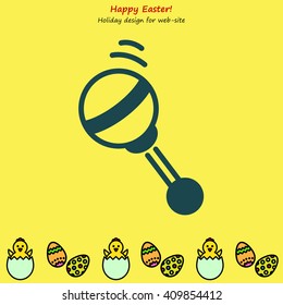 Web line icon. Baby rattle toy