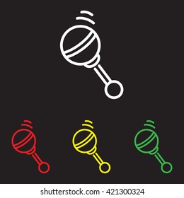 Web line icon. Baby rattle toy