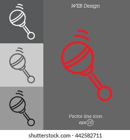Web line icon. Baby rattle toy