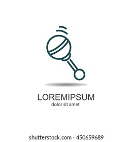 Web line icon. Baby rattle toy