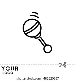 Web line icon. Baby rattle toy