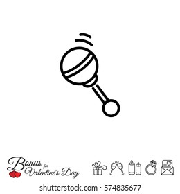 Web line icon. Baby rattle toy