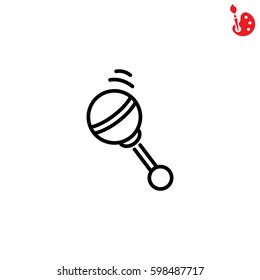 Web line icon. Baby rattle toy